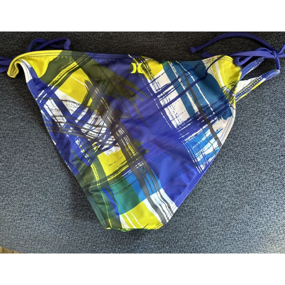 Hurley Multicolor Abstract Side Tie Bikini Bottom Cheeky Low‎ Rise Surf Swim Lg